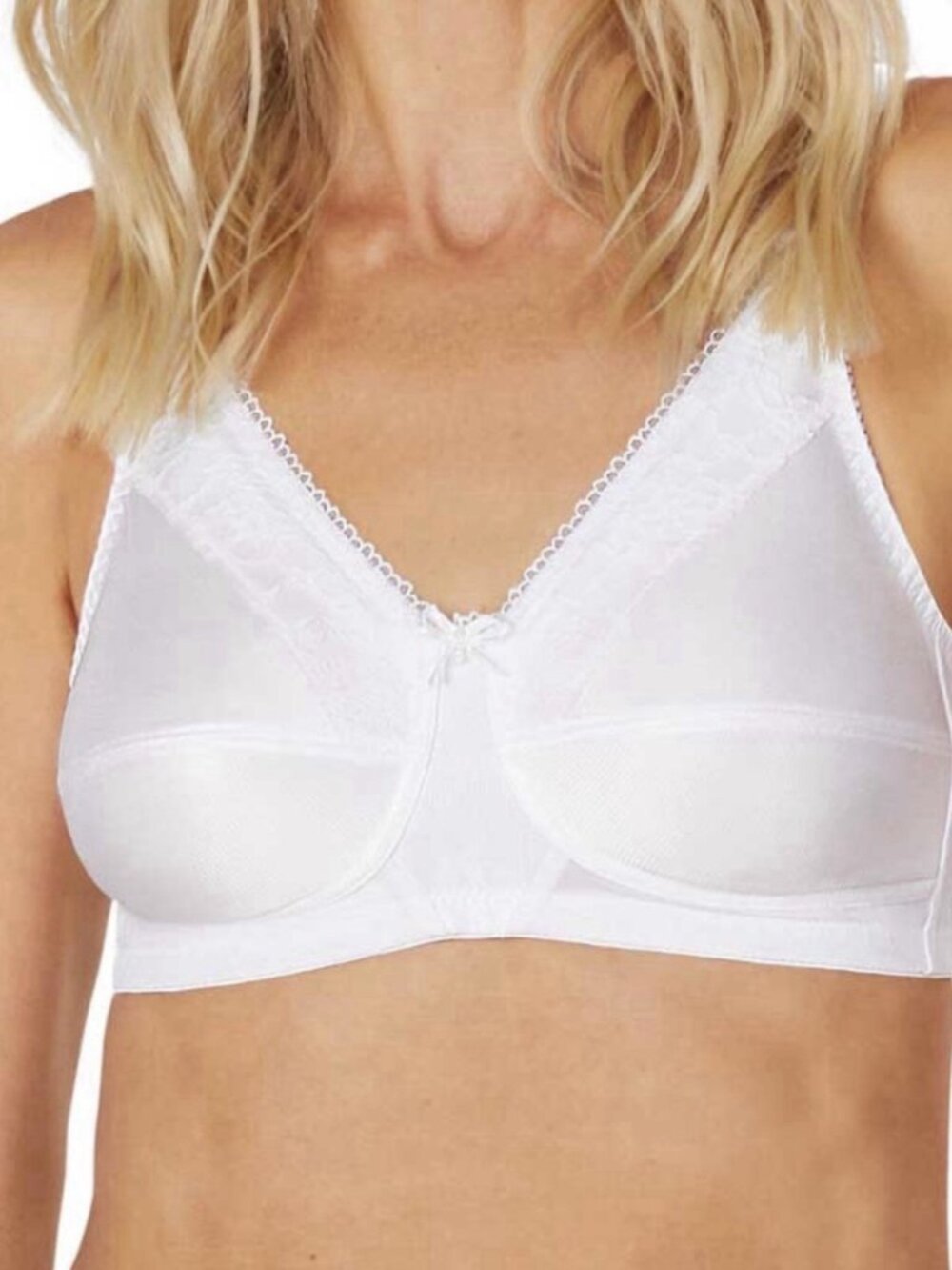 Amoena Women's Nancy Wire-Free Pocketed Mastectomy Bra 38D White NWT